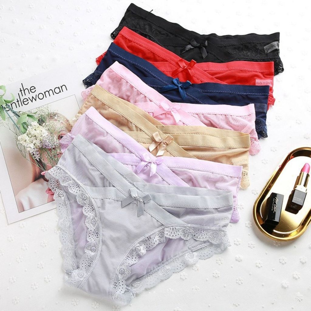 COMBO 4 Quần lót nữ cotton phối lưới thoáng mát cạp vừa tôn dáng sexy kiểu dáng đính nơ LANIXA L8136