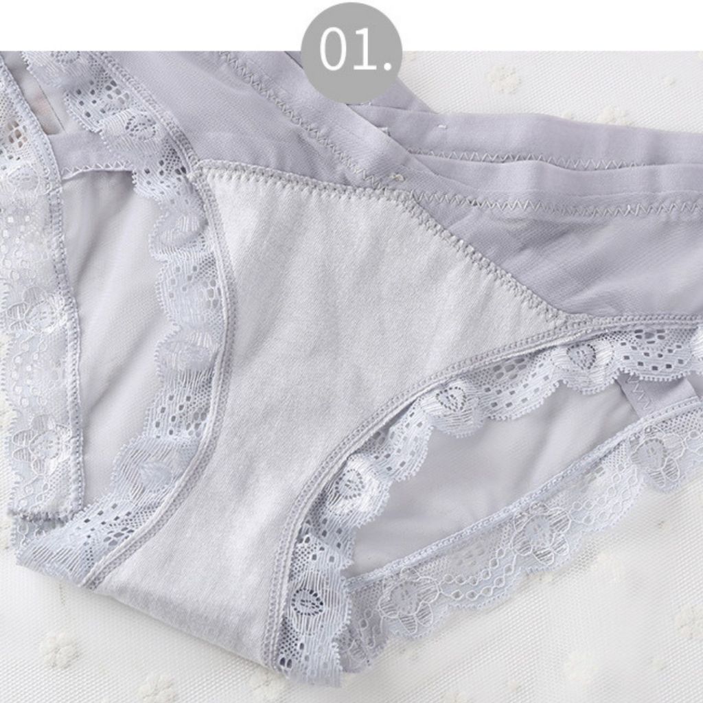 COMBO 4 Quần lót nữ cotton phối lưới thoáng mát cạp vừa tôn dáng sexy kiểu dáng đính nơ LANIXA L8136