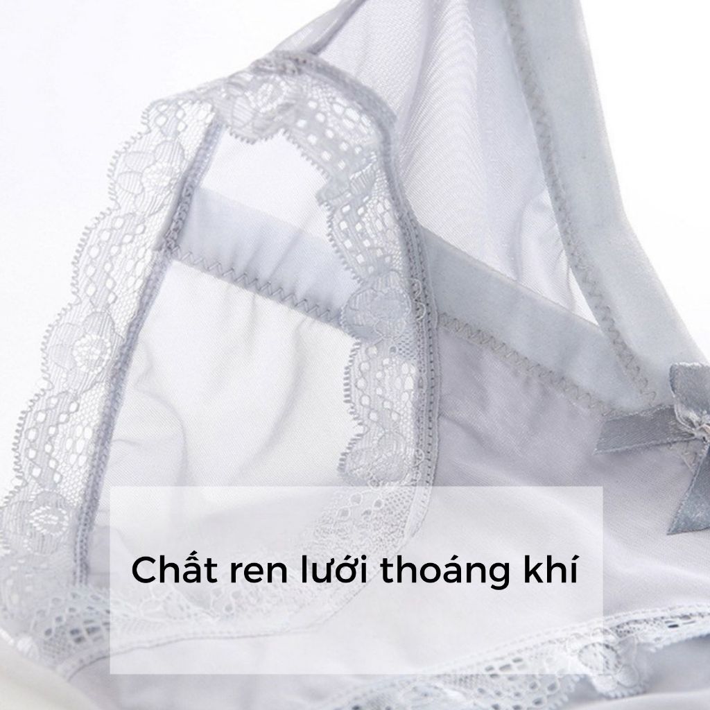 COMBO 4 Quần lót nữ cotton phối lưới thoáng mát cạp vừa tôn dáng sexy kiểu dáng đính nơ LANIXA L8136