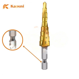 Mũi khoan tháp xoắn chân lục giác KAPUSI cỡ 4-12mm 4-22mm 4-32mm, thép HSS4241 titanium, Bh 12 tháng