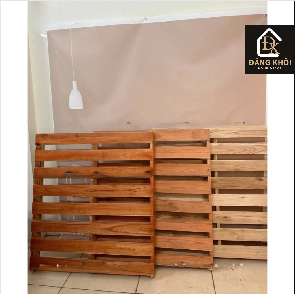 Giường Ngủ Pallet Gỗ Tự Nhiên Cao Cấp, Gỗ Mới Nan Dày Chắc Chắn, Cao 10cm, Pallet Gấp Gọn Hở Chân, Hàng Giống Video
