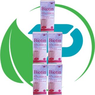 Combo 5 Hộp Biotin Hồng Chai 60 Viên - Rostex - Takarai - Vitamin Phục Hồi
