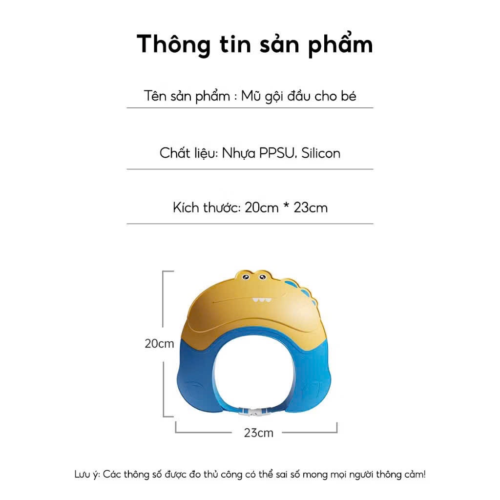 Mũ gội đầu silicon chống nước cho bé có thể điều chỉnh size ngăn nước tràn vào tai, mắt tiện lợi