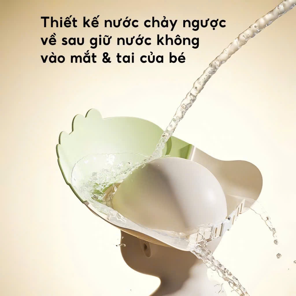 Mũ gội đầu silicon chống nước cho bé có thể điều chỉnh size ngăn nước tràn vào tai, mắt tiện lợi