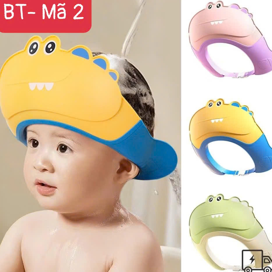 Mũ gội đầu silicon chống nước cho bé có thể điều chỉnh size ngăn nước tràn vào tai, mắt tiện lợi