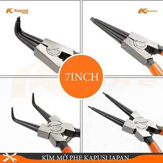 Kìm mở phe 7inch 175mm KAPUSI JAPAN, phân loại cong thẳng trong ngoài thép CRV, Bh 12 tháng Kouritsu Official Store