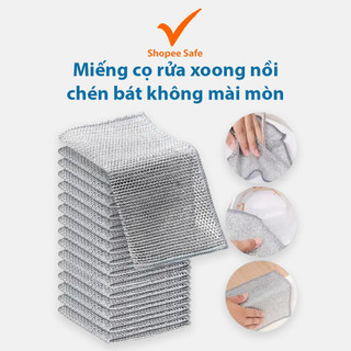 Miếng cọ rửa xoong nồi chén bát không mài mòn dây kim loại đa năng #A8