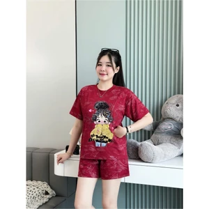 Bộ loang nữ YUSTUDIO, bộ loang xước, bộ loang nữ cotton lạnh, bộ thun nữ mặc nhà mẫu loang xước mẫu Cô Gái Áo Vàng