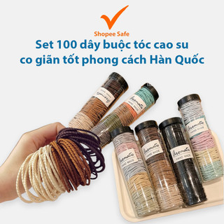 Set 100 dây buộc tóc cao su co giãn tốt phong cách Hàn Quốc đơn giản xinh xắn cho nữ #A6