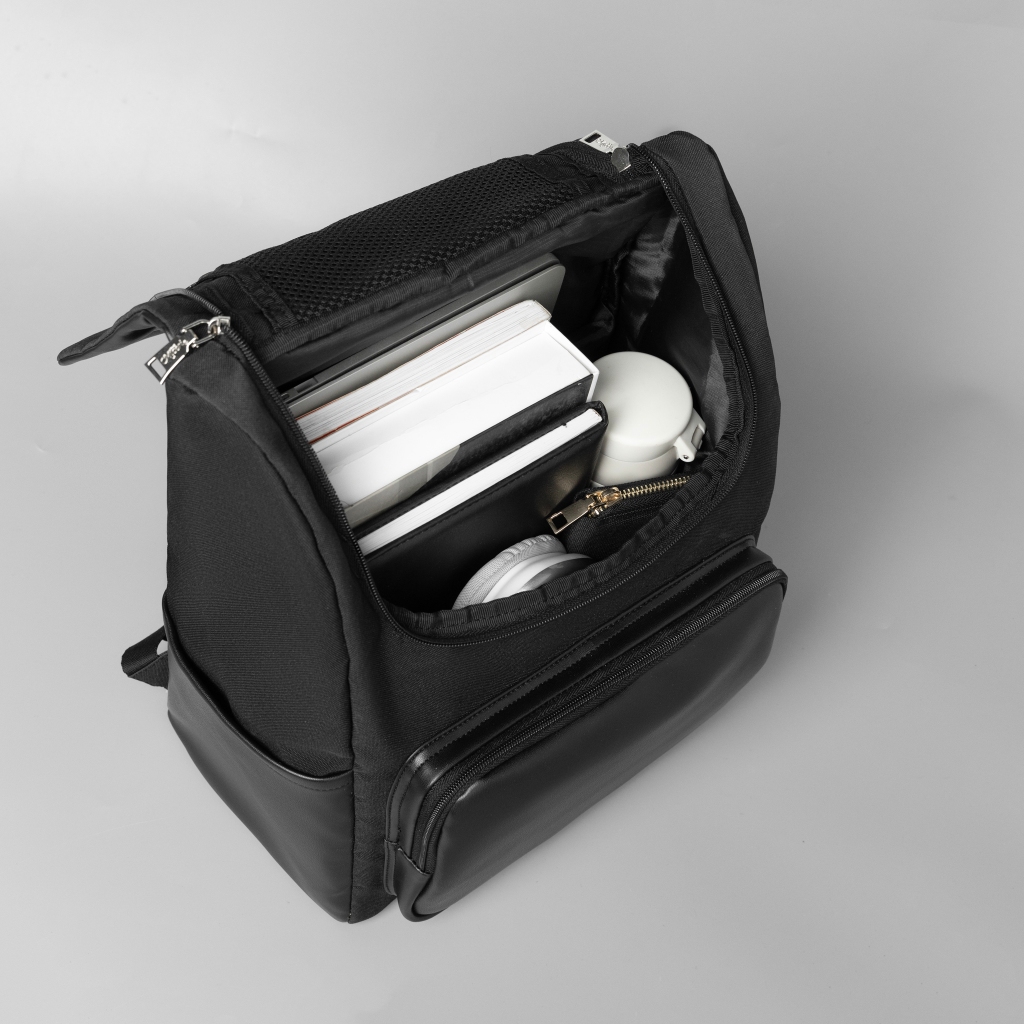 Balo Đi Học Đi Làm PAIX Nam Nữ Cặp Đựng Laptop Vải Phối Da PU Du Lịch | MIDORI BAG COLLECTION