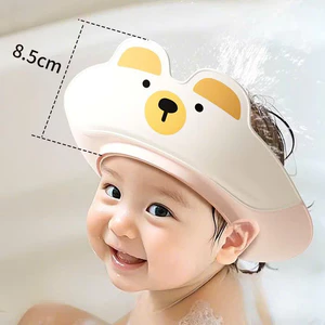 Mũ tắm gấu silicon chống nước cho bé có thể điều chỉnh size ngăn nước tràn vào tai, mắt tiện lợi