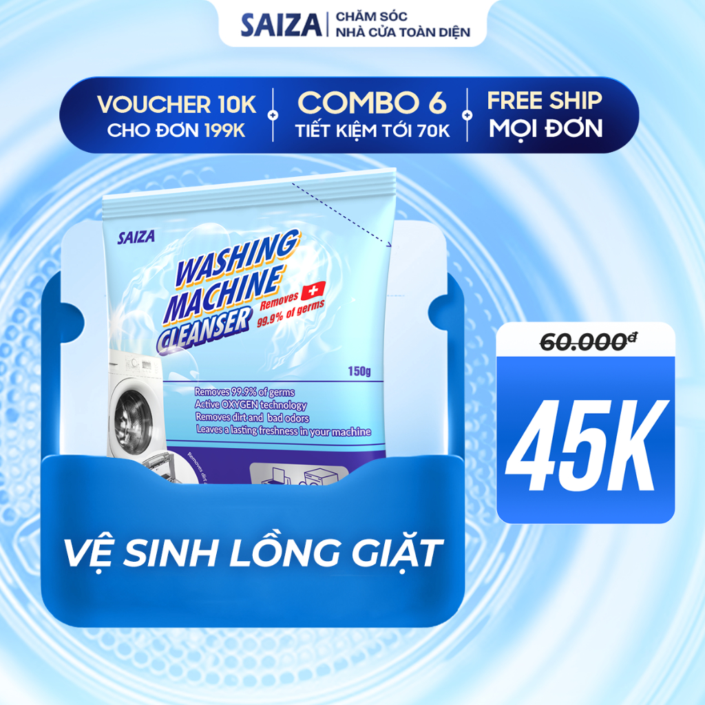 Bột vệ sinh lồng máy giặt SAIZA – Khử mùi hôi tẩy sạch cặn diệt khuẩn ...