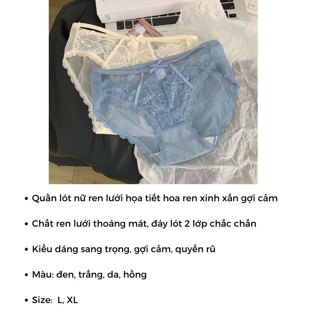 COMBO 4 Quần lót nữ ren lưới hoa gợi cảm quyến rũ cạp vừa ôm mông tôn dáng gợi cảm sexy LANIXA L8809