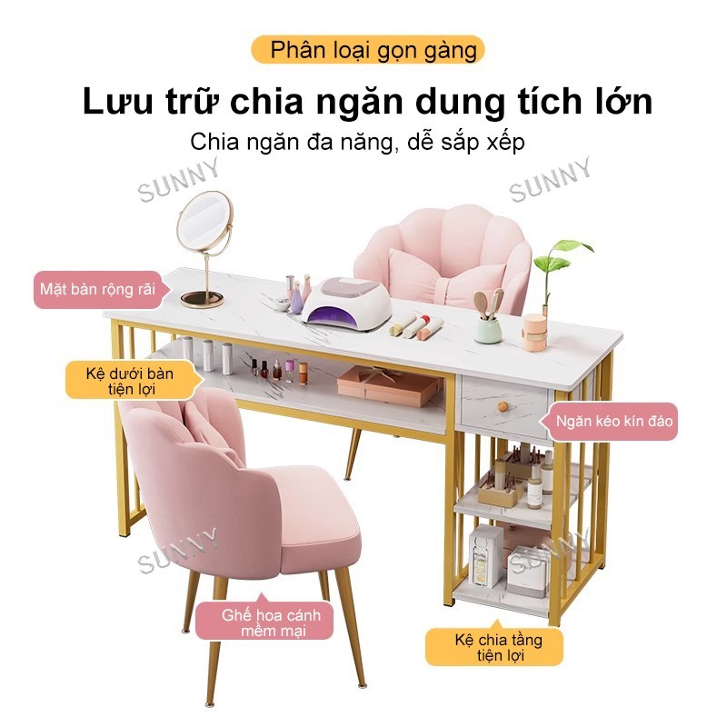 SUNNY Bàn đá làm móng phong cách Hàn Quốc bàn trang điểm ghế trang điểm thiết kế đơn giản