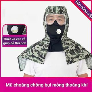 Mũ choàng bảo vệ mặt chống bụi mỏng thoáng khí, Mũ trùm đầu kèm kính bảo vệ mắt có lỗ thở thoáng khí