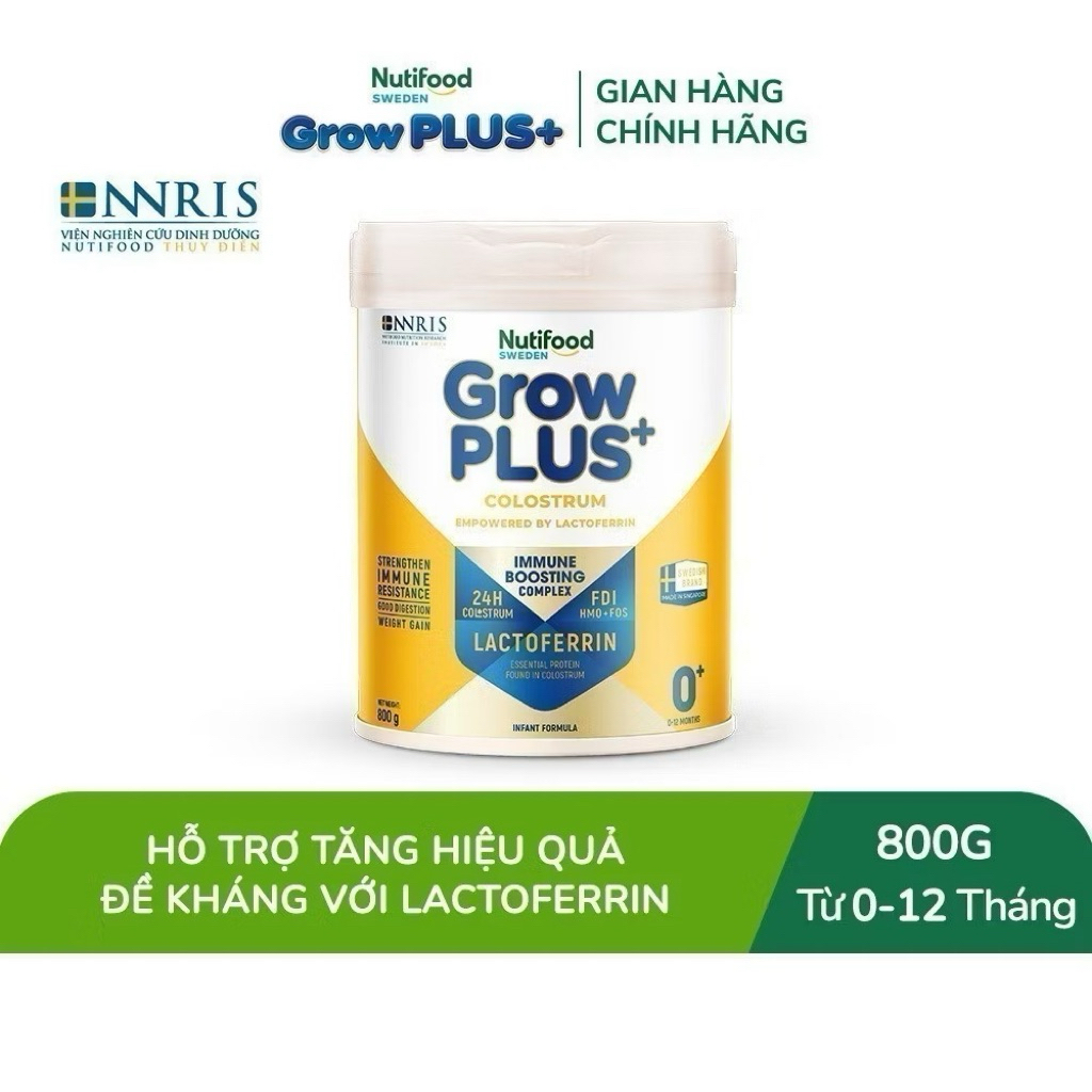 Sữa Bột Sweden GrowPLUS+ Colostrum Lactoferrin 0+ Lon 800g