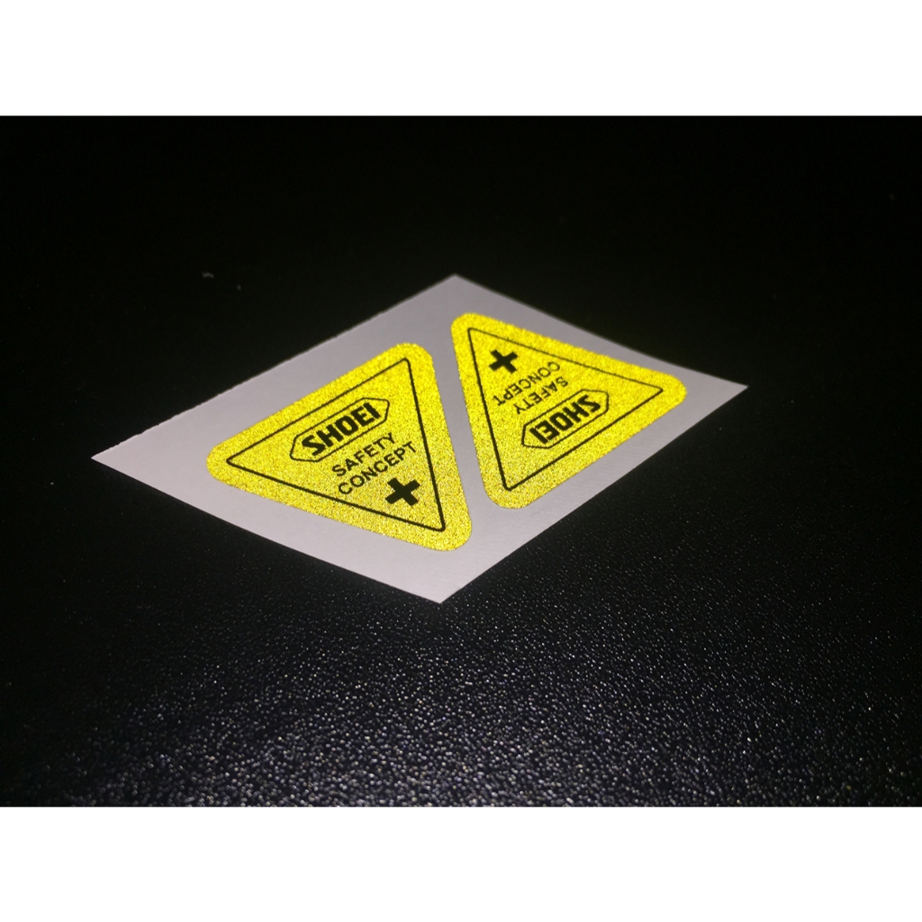 Sticker logo cặp chữ Shoei phản quang [2,6x2,7cm].  Decal hình dán chống nước trang trí nón bảo hiểm, tem dán xe máy