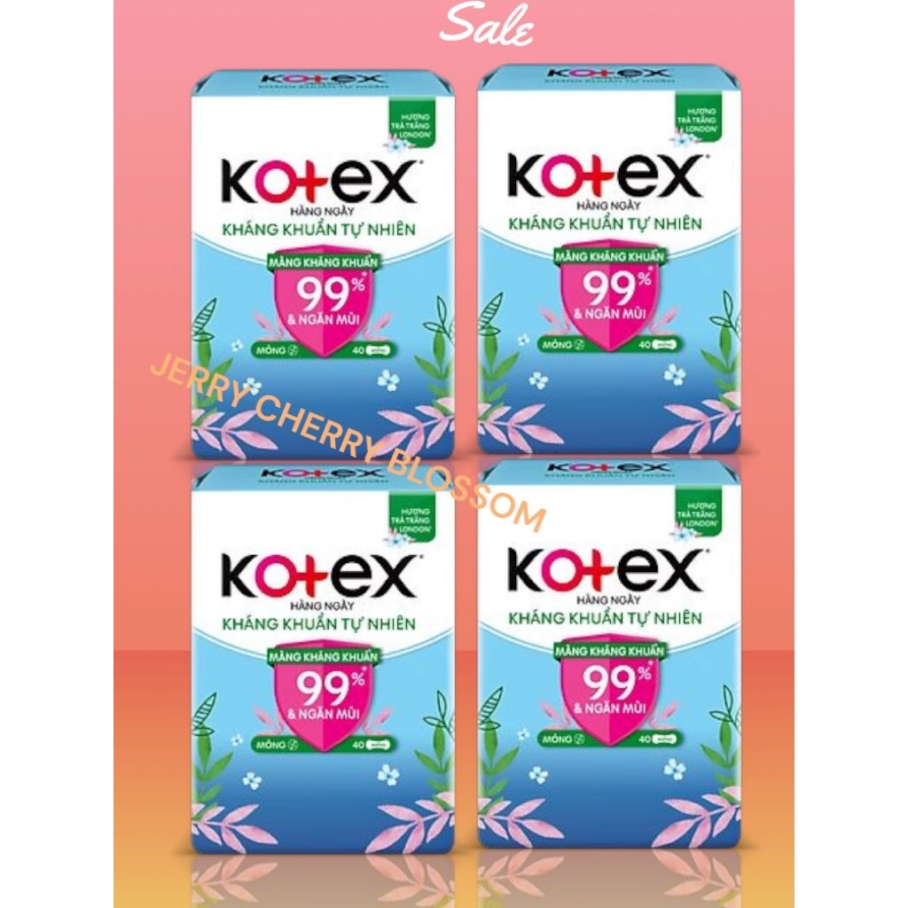 Combo 4 gói băng vệ sinh hàng ngày kháng khuẩn Kotex 40 miếng/gói