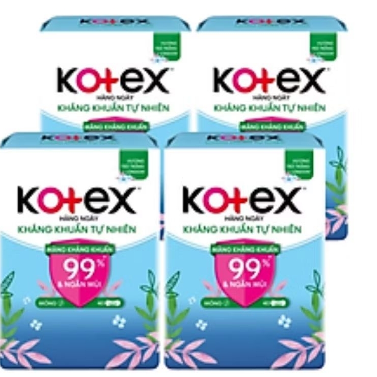 Combo 4 gói băng vệ sinh hàng ngày kháng khuẩn Kotex 40 miếng/gói