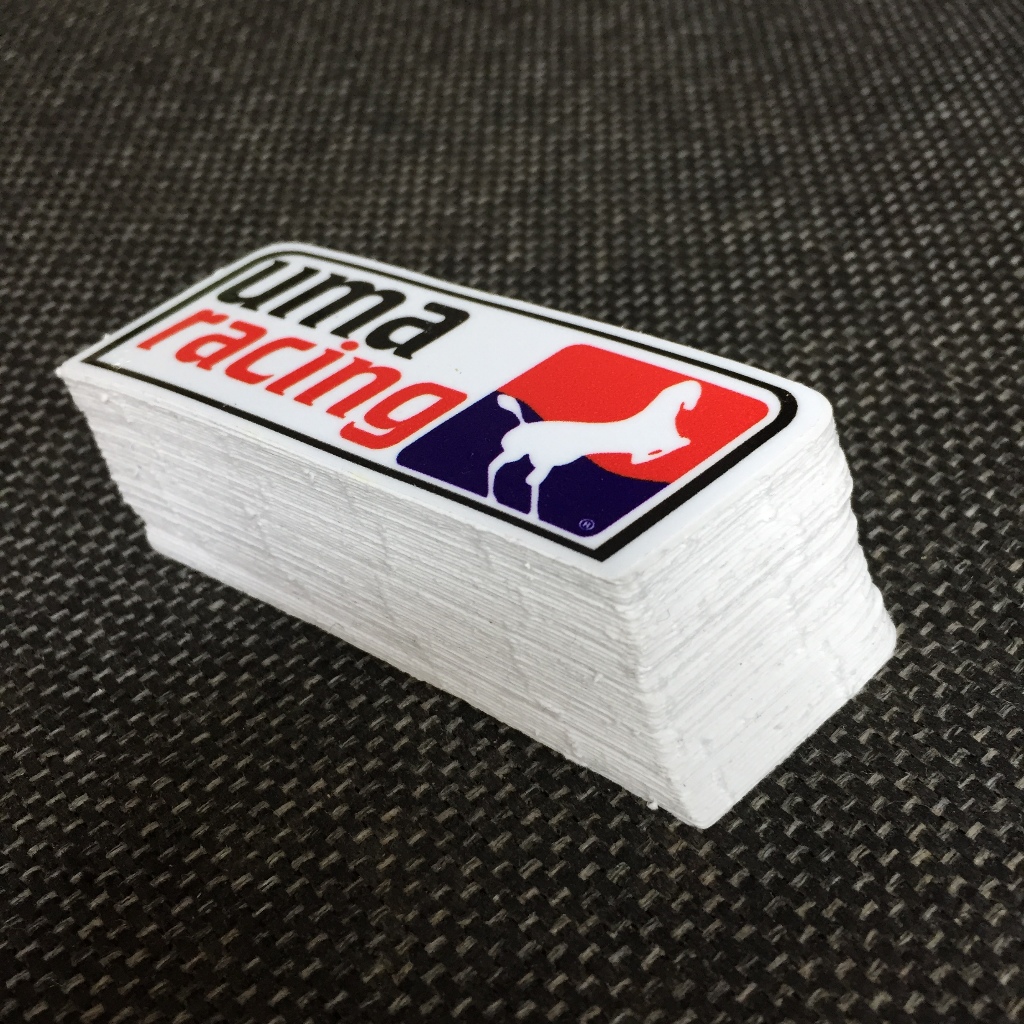 UMA RACING[7.8x3cm] decal cao cấp chống nước, sắc nét, bền màu, dính chặt. Hình dán logo trang trí mọi nơi