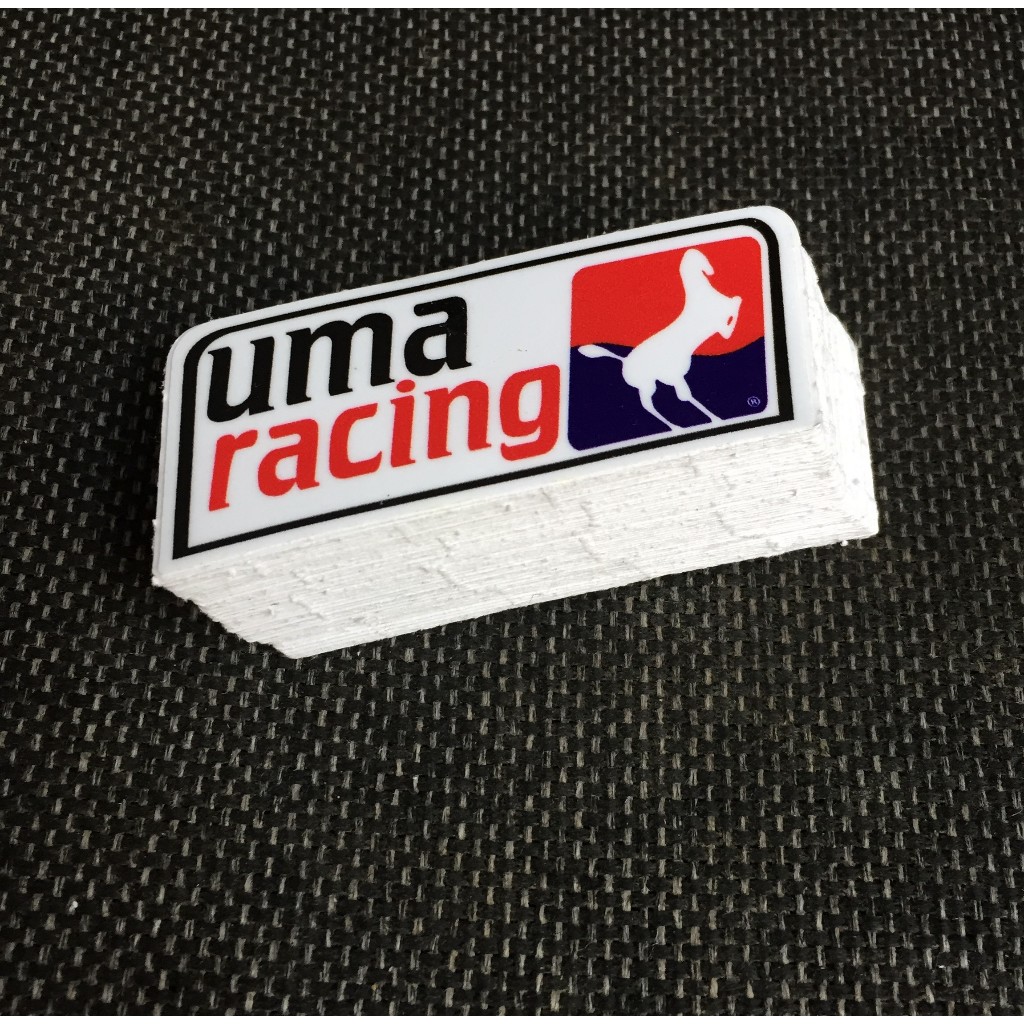 UMA RACING[7.8x3cm] decal cao cấp chống nước, sắc nét, bền màu, dính chặt. Hình dán logo trang trí mọi nơi