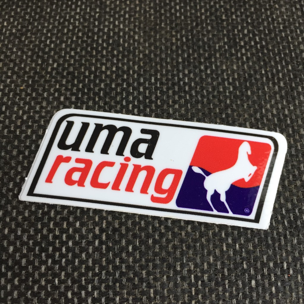 UMA RACING[7.8x3cm] decal cao cấp chống nước, sắc nét, bền màu, dính chặt. Hình dán logo trang trí mọi nơi