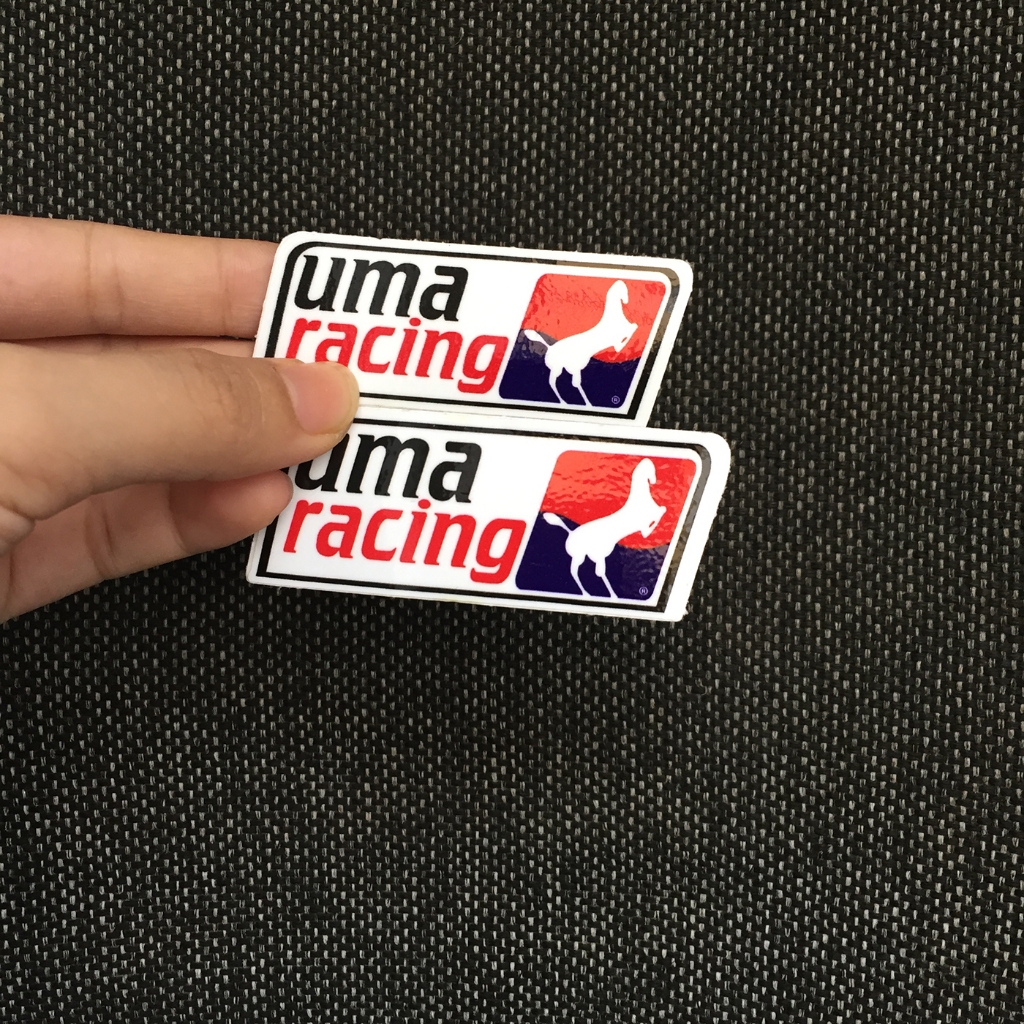 UMA RACING[7.8x3cm] decal cao cấp chống nước, sắc nét, bền màu, dính chặt. Hình dán logo trang trí mọi nơi