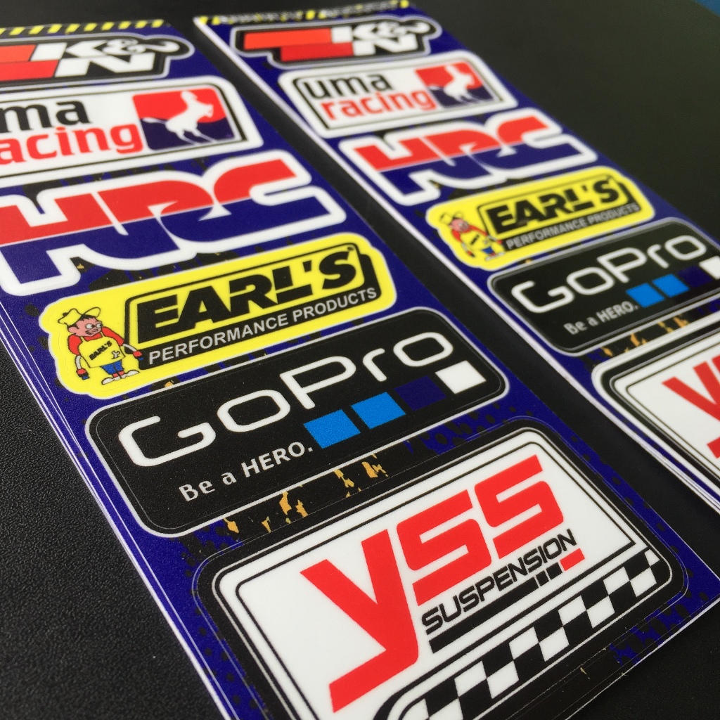 Set 6 logo RAcing BÓNG / NHÁM. Decal sticker hình dán cao cấp chống nước không bay màu
