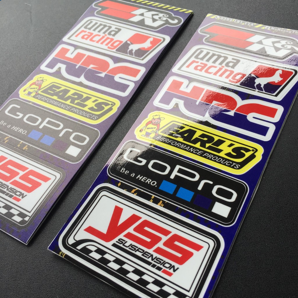 Set 6 logo RAcing BÓNG / NHÁM. Decal sticker hình dán cao cấp chống nước không bay màu
