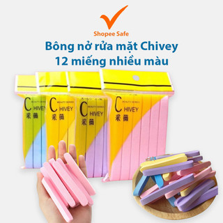 Bông nở rửa mặt Chivey 12 miếng nhiều màu dùng được nhiều lần tạo bọt tốt #A69