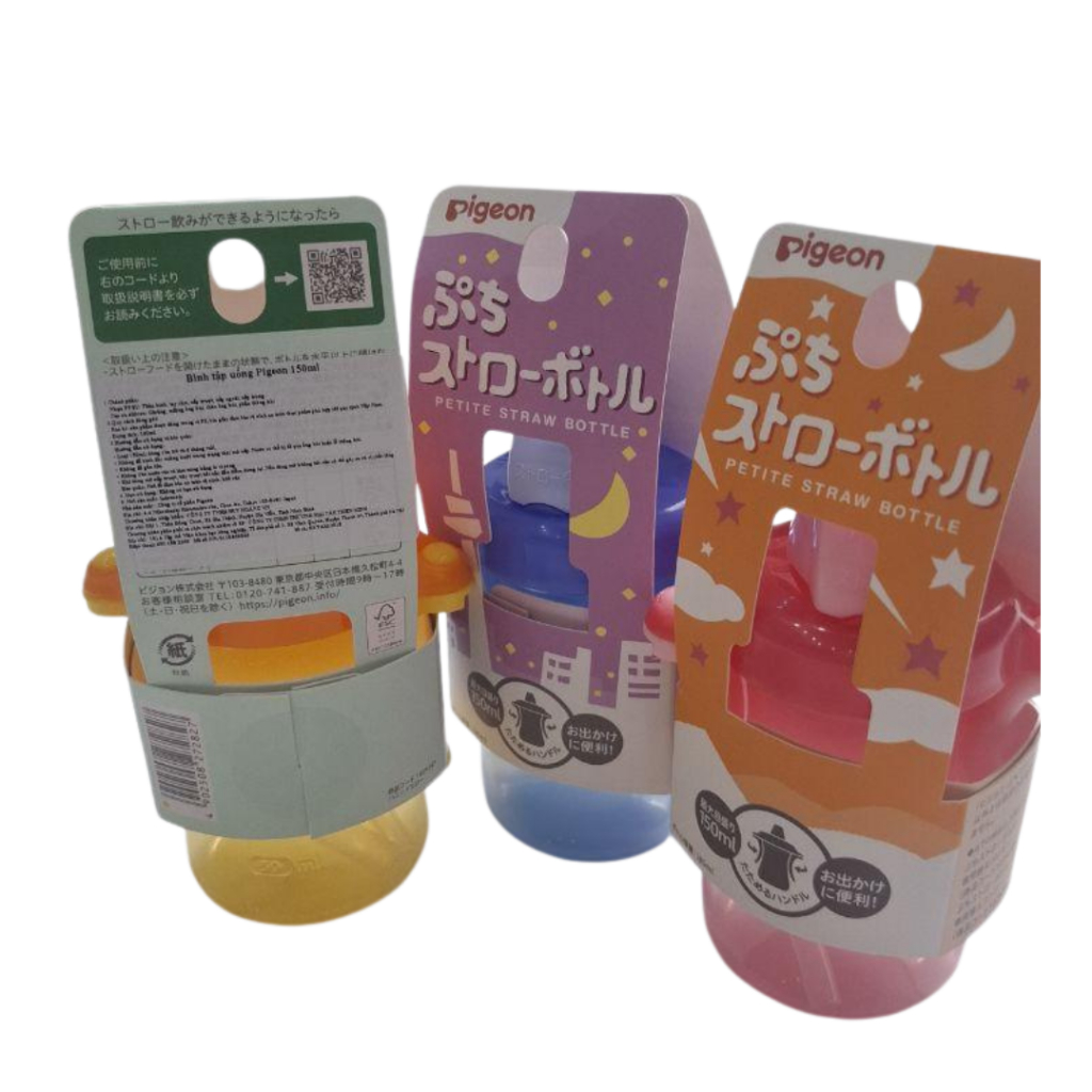 [ Tặng cọ ống Hút] Bình tập uống ống hút pigeon loại 150ml