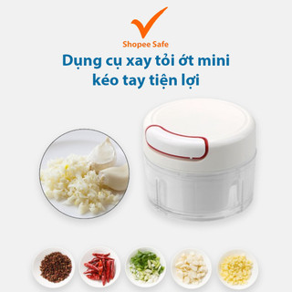 Dụng cụ xay tỏi ớt mini kéo tay tiện lợi, máy xay tỏi cầm tay đa năng nhỏ gọn
