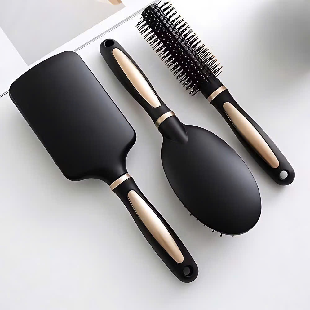 Bộ Lược Chống Rối Chuyên Nghiệp 3 Món-Lược Tạo Kiểu Tóc Xoăn Nhẹ Và Giảm Rụng Tóc - SET 3 LƯỢC GỠ RỐI TẠO KIỂU TÓC