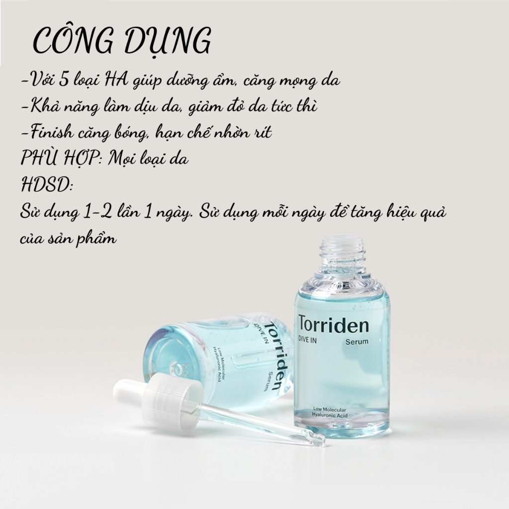 Tinh Chất Torriden Dive-In Low Molecular Hyaluronic Acid Serum Dưỡng Ẩm, Phục Hồi 50ml