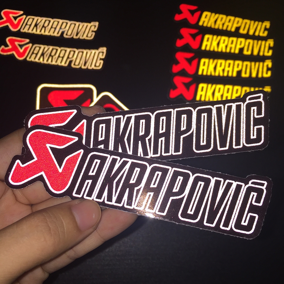 Logo Akrapovic [12x3.2cm] decal phản quang 3M. Hình dán chống nước, sắc nét bền màu