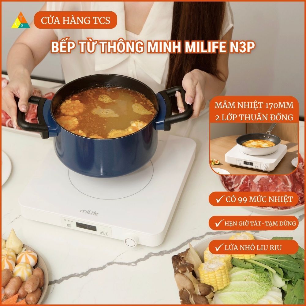 Bếp điện từ miLife 99 mức nhiệt N3P đun liu riu nhiệt độ thấp, 2100w ...