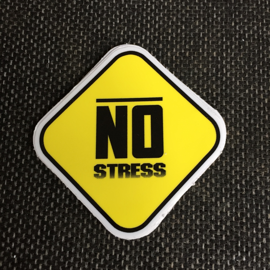 No Stress[7.2x7.5cm] decal cao cấp chống nước, sắc nét, bền màu, dính chặt. Hình dán logo trang trí mọi nơi