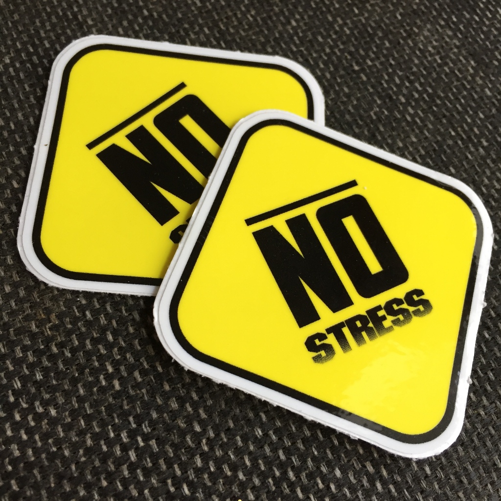 No Stress[7.2x7.5cm] decal cao cấp chống nước, sắc nét, bền màu, dính chặt. Hình dán logo trang trí mọi nơi