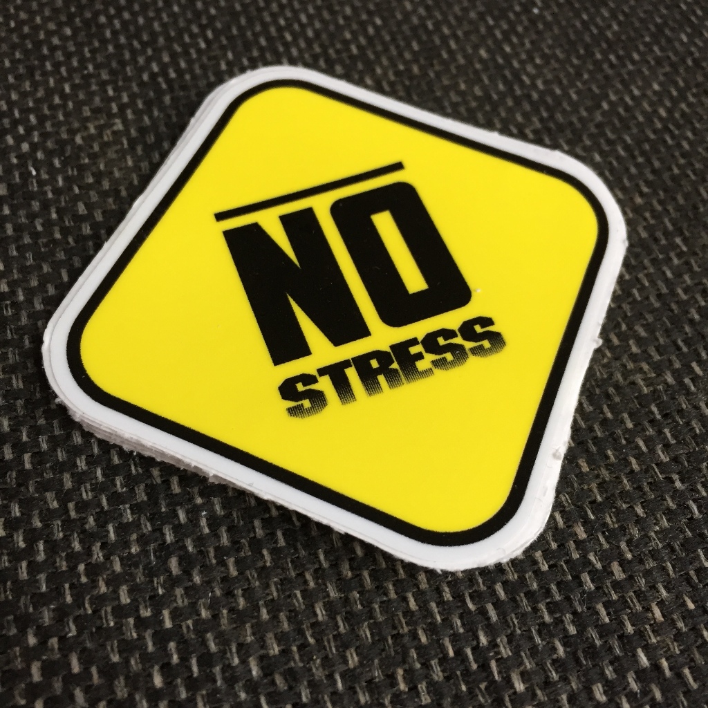 No Stress[7.2x7.5cm] decal cao cấp chống nước, sắc nét, bền màu, dính chặt. Hình dán logo trang trí mọi nơi