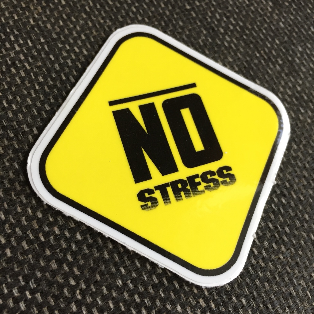 No Stress[7.2x7.5cm] decal cao cấp chống nước, sắc nét, bền màu, dính chặt. Hình dán logo trang trí mọi nơi