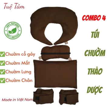 Combo 4 TÚI CHƯỜM THẢO DƯỢC, Gối Chườm, Chườm Mắt, Chườm cổ Tròn, Chườm chân