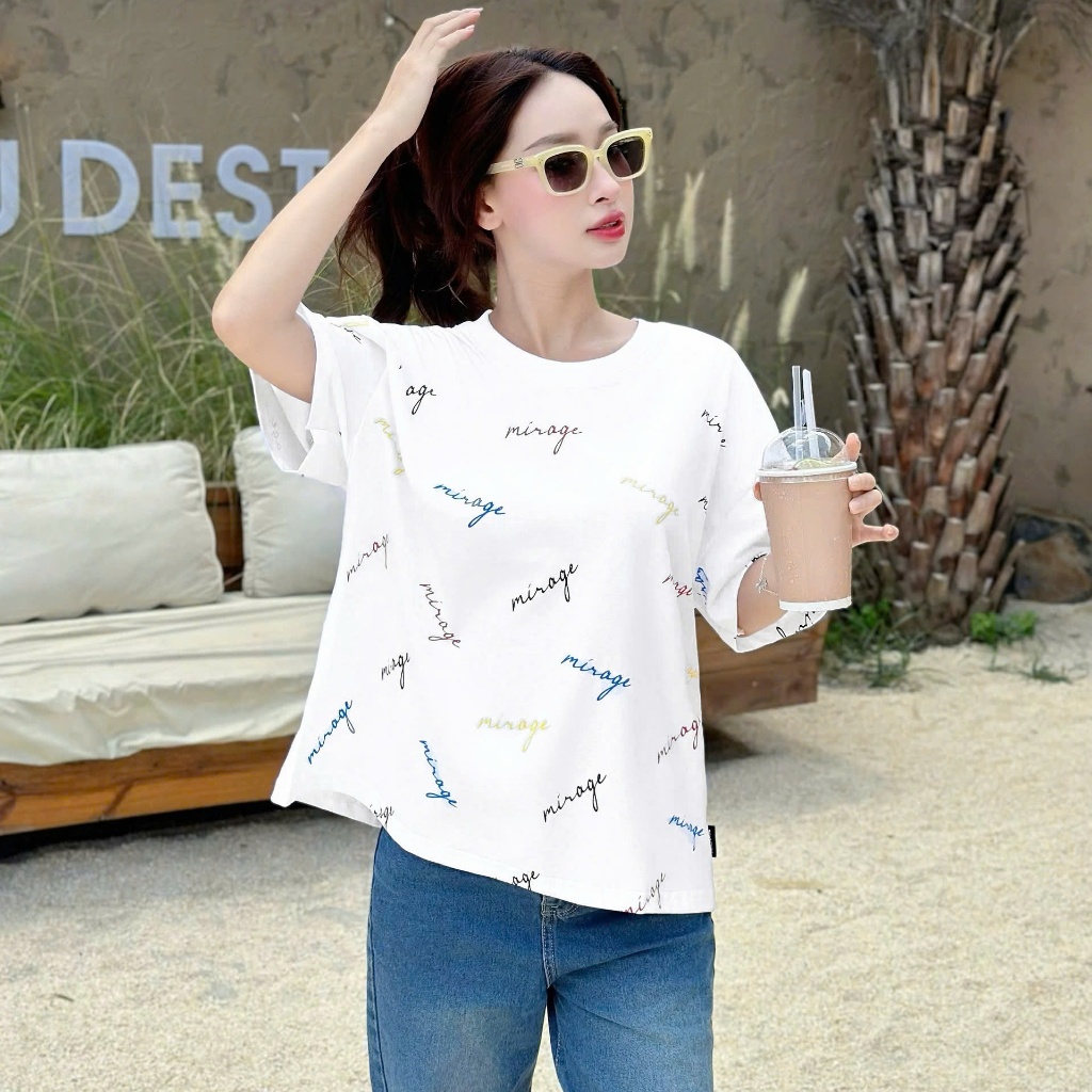 Áo Thun Mirage In Full Chữ Màu Trắng Local Brand Chất 100% Cotton Mềm Mịn Thoáng Mát