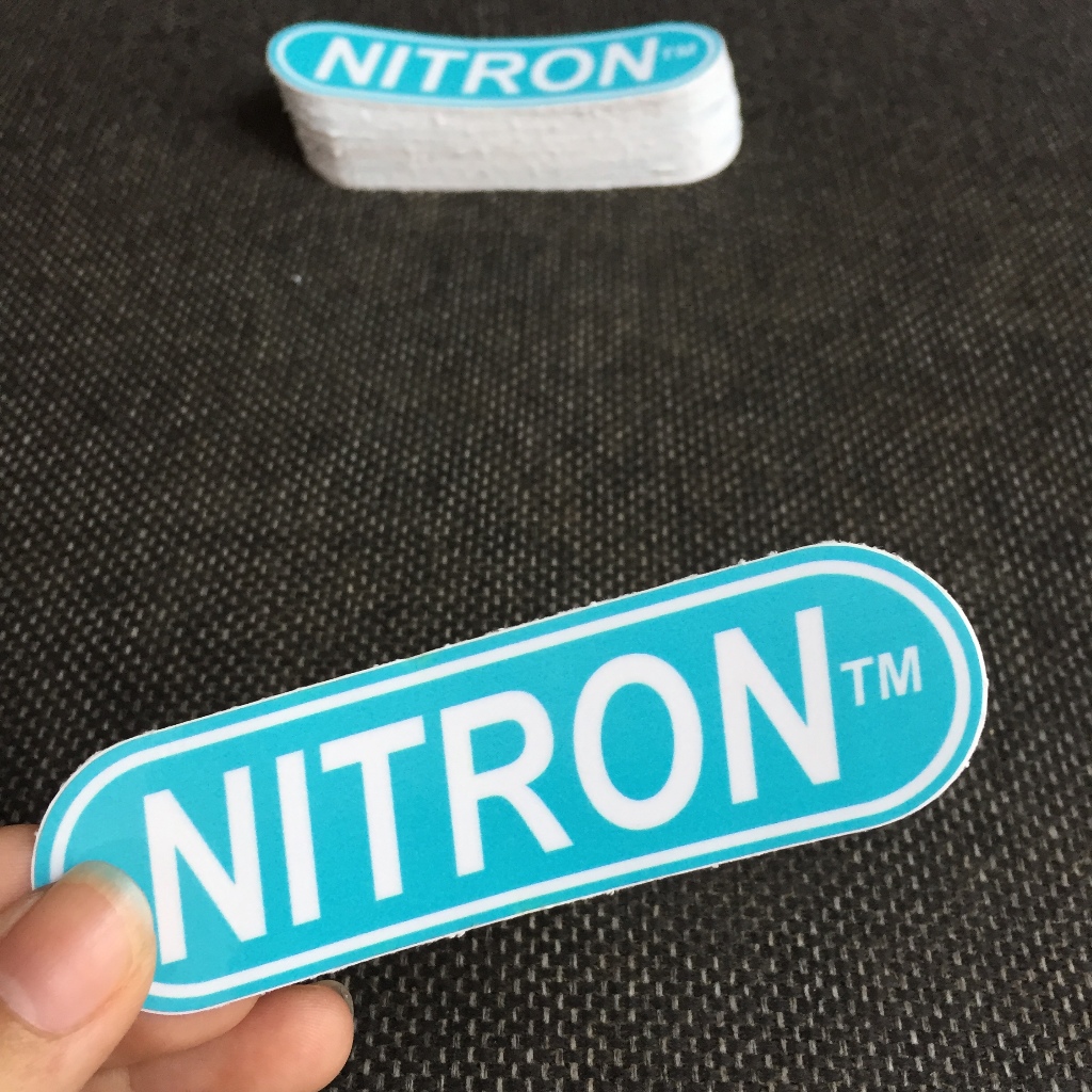 NITRON [10X3cm] decal cao cấp chống nước, sắc nét, bền màu, dính chặt. Hình dán logo trang trí mọi nơi