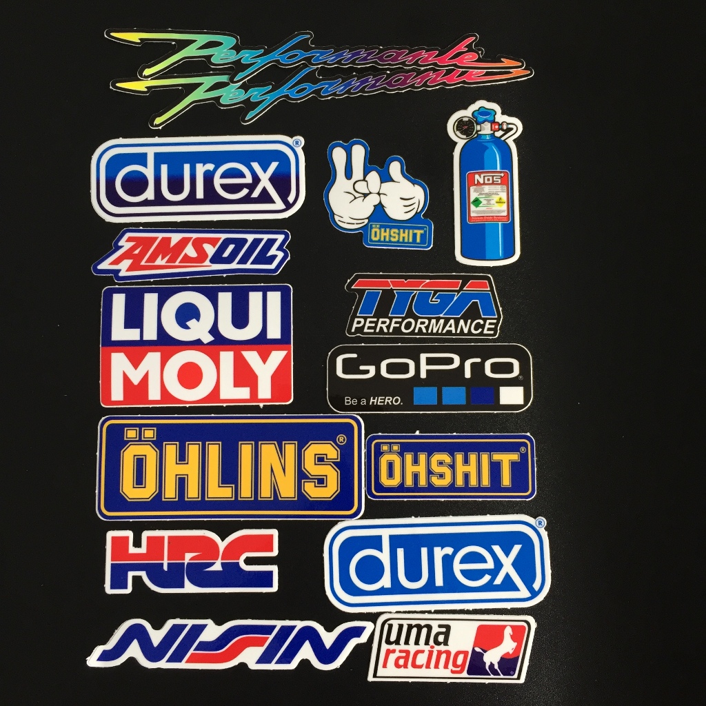 Bộ logo xanh - NOS. Hình dán decal siêu dính, chống nước, tem đua trang trí xe máy