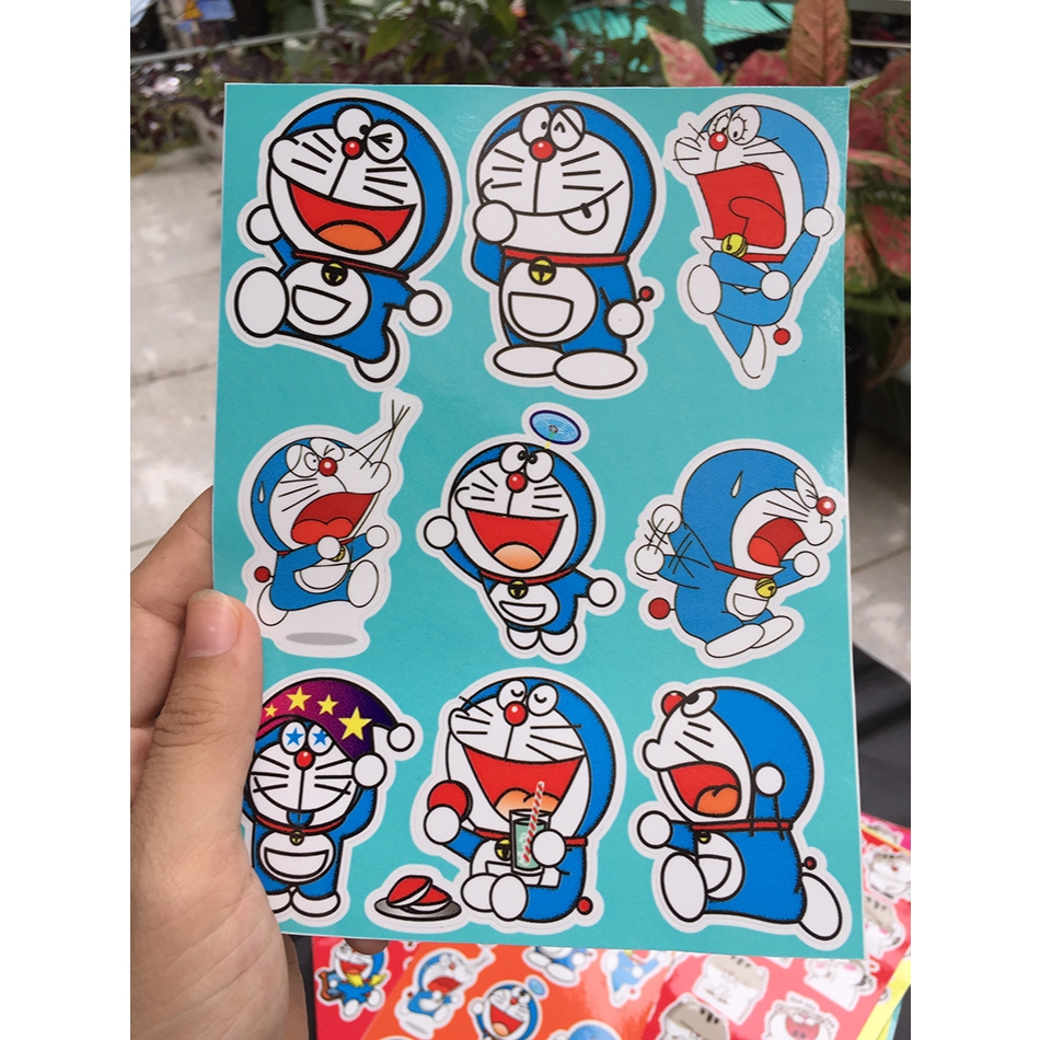 Bộ hình dán Doremon. Logo trang trí, sticker Doraemon đặt in theo yêu cầu, chống nước