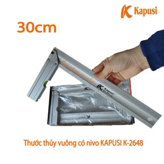 Thước ke góc vuông nhôm Kapusi Nhật Bản 30cm thiết kế nivo, nhôm trắng chống gỉ, Bh 12 thángKouritsu Official Store