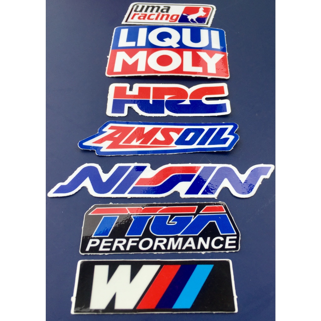 Bộ 7 logo xanh đỏ, decal dán xe máy, nón bảo hiểm... Sticker chống nước, bền màu. Hình dán đẹp