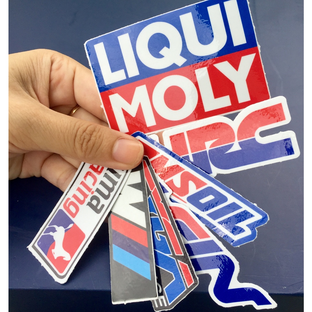 Bộ 7 logo xanh đỏ, decal dán xe máy, nón bảo hiểm... Sticker chống nước, bền màu. Hình dán đẹp