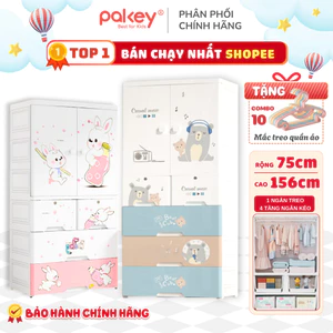 Tủ Nhựa Đựng Quần Áo Cho Bé Dày Dặn Chắc Chắn Có Bánh Xe Di Chuyển Tiện Lợi, TẶNG KÈM 10 MÓC TREO Quần Áo