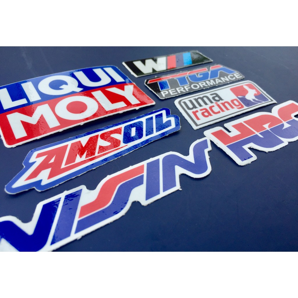 Bộ 7 logo xanh đỏ, decal dán xe máy, nón bảo hiểm... Sticker chống nước, bền màu. Hình dán đẹp